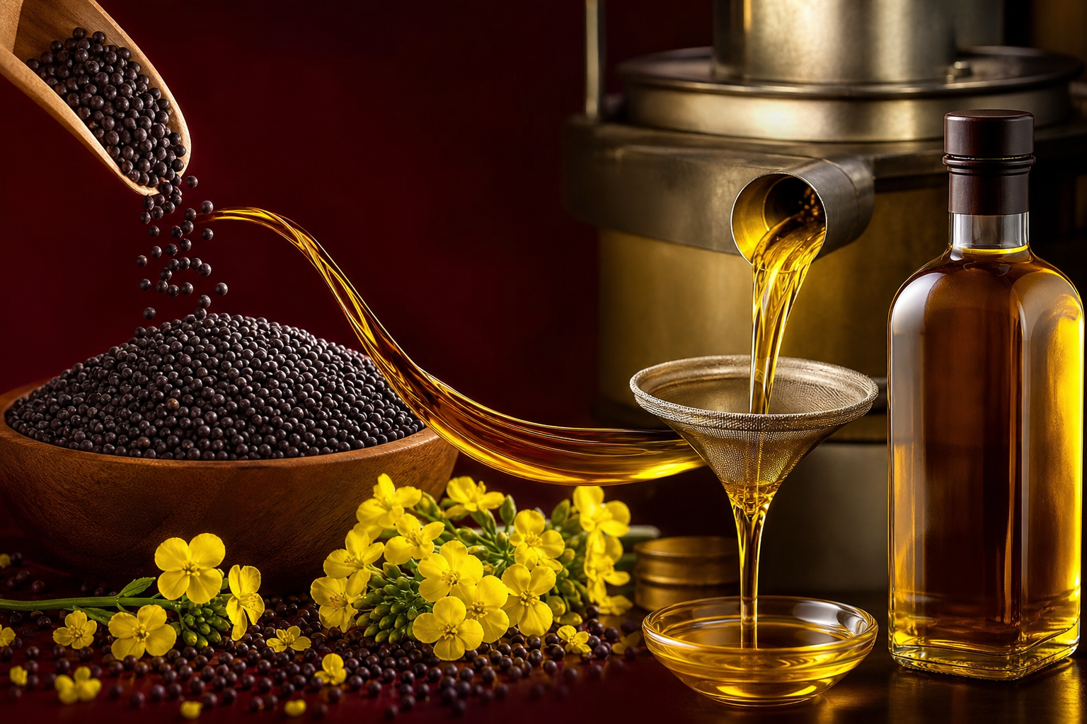Mustard oil production process at Himtara Foods